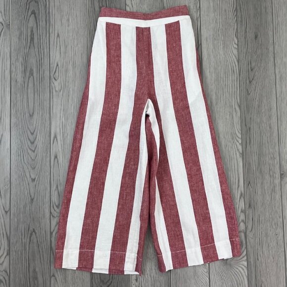 Madewell Huston Size XXS Linen Cotton Wide Leg Evely Stripe Pull On Crop Pants - Picture 12 of 13